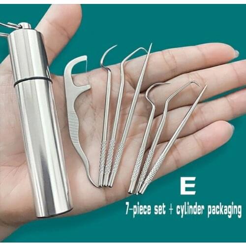 Portable Stainless Steel Toothpick Bag Set Interdental Crochet Cleaning Tool Reusable Metal Toothpicks For Outdoor Safe Use