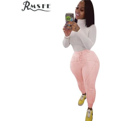 RMSFE 2020 Bandage Solid Hip Pop Waist Soft Strethcy Lady Pencil Pants Holiday Sexy Casual Button Lady Long Pants