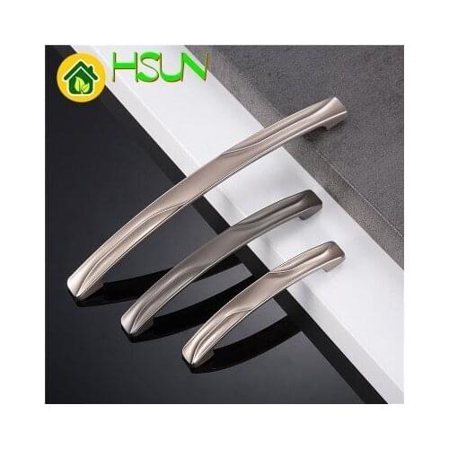 Zinc Alloy Handle European Cupboard Handle Modern Concise Silver Grey Electroplate Wardrobe Handle Drawer Hardware Handle