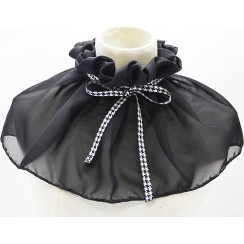 Chiffon trim collar houndstooth bow fold shawls fake collars decorated accessories cotton embroidery detachable Lace Wrap Cloak