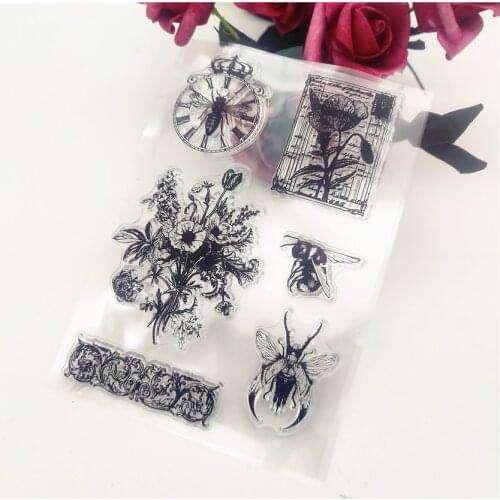 11*16CM Flower Insect Transparent Clear Stamps / Silicone Seals Roller Stamp For DIY Scrapbooking Photo Album/Card Making