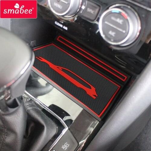 Smabee Gate slot pad Mat for VOLKSWAGEN TIGUAN 2017-2018 Non-slip Mats Interior Door Pad/Cup Mat red/white/black