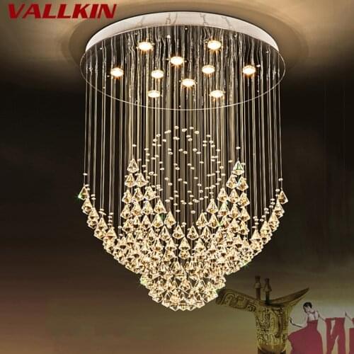 Modern Large Crystal Chandelier Lighting for Hotel Hallway Stairwell Long Stair Light led Hanging Ceiling Lmap Living Room Lamp