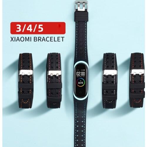 Silicone Smart watchband For Xiaomi Mi band 5 mi band3 belt Sport watch band replacement beacelet for Mi band 4 5 wrist strap