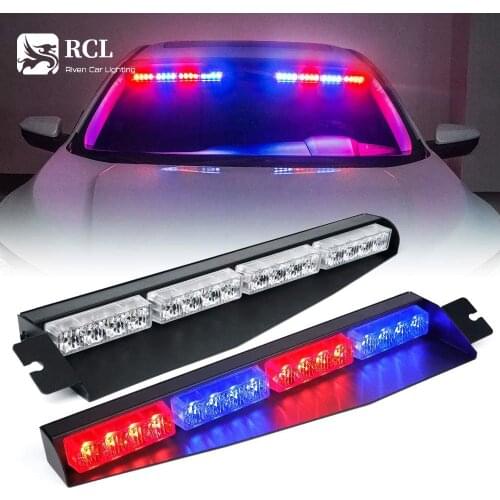 Visor Strobe LED Light Bar Interior Windshield Sunvisor Lamp Emergency Warning Flashing Lights for Volunteer Vehicles Trucks