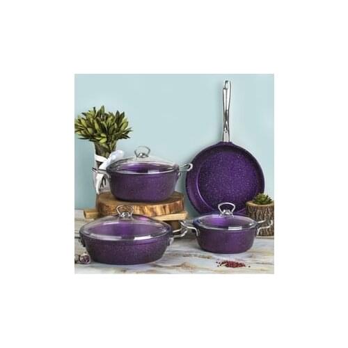 TAC 7 PCS stylish non stick granit casting violet color cookware set