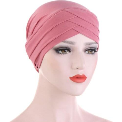 2020 Forehead cross stretchy muslim turban cap ready to wear hijab bonnet islamic inner hijab caps indian hat women turbante