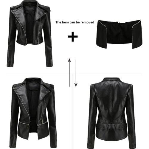 Women Leather Jacket Spring Winter Fashion Motor Biker Coat Pu Outwear Fall Jacket