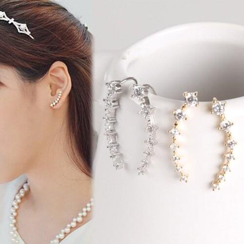 1 Pair Element Crystal Woman Earrings Ear Hook Color Gold Silver Plated Jewelery Accessories