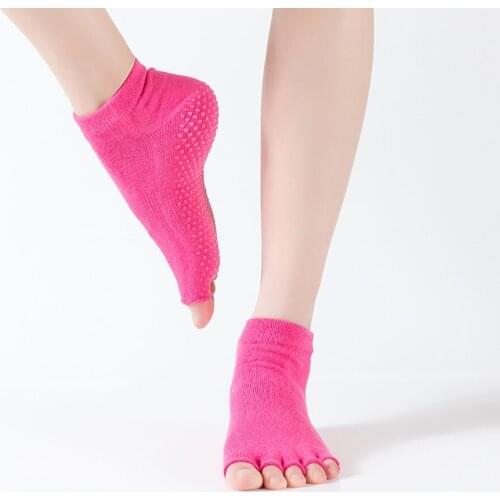 1 Pair Ballet Open Toe Yoga Socks Ladies Ballet Dance Socks Anti Slip Quick-Dry Cotton Fitness Sports Yoga Socks Protector