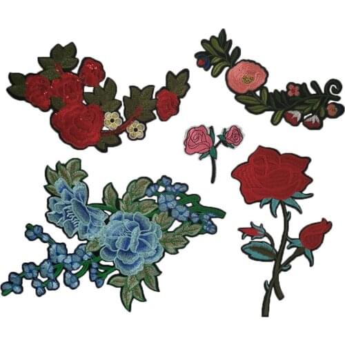 Rose flower embroidery ladies applique DIY can be sewn and ironed garment craft supplies material accessories 1PCS for sale
