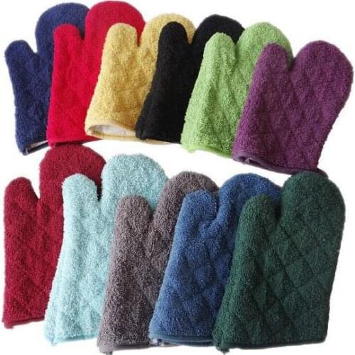 Quilted Terry Oven Mitts Set Heat Resistant With Hanging Loop Ovenmitt 7"x11"