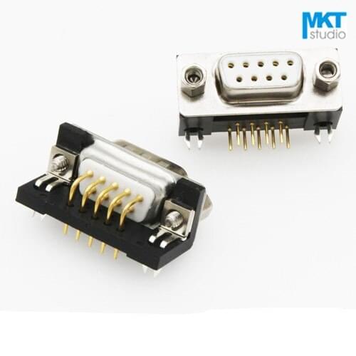 10Pcs Right Angle Male/Female Gold Plated Solid Needle Pins DB9 D-sub PCB Mount RS232 Serial Port Connector Socket Interface