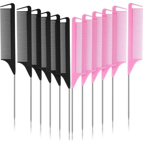 12 Pieces Parting Comb for Braids, Teasing Combs with Stainless Steel Pintail for Hair Styling Hairdressing