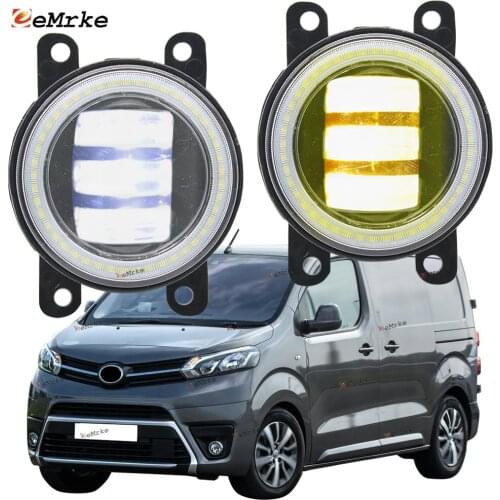 2x Led Angel Eye DRL for Toyota ProAce 2 2016 2017 2018 2019 Proace Verso Van Fog Light Assembly Lamp Lens Daytime Running Light