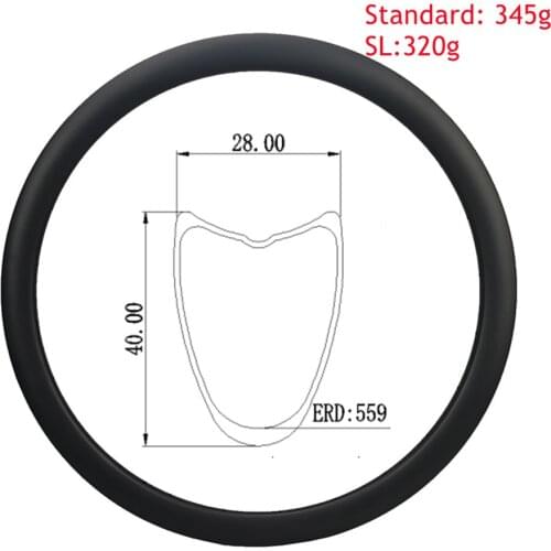 320g Only Ultralight Carbon Road Rims 28mm width 40mm Depth Tubular Carbon Rim 700C Gravel Rims