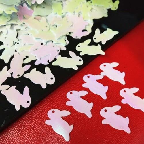 500pcs/lot 18mm White AB Rabbit Sequins For Crafts PVC Paillettes Flake Kids DIY Garment Bags Accessories