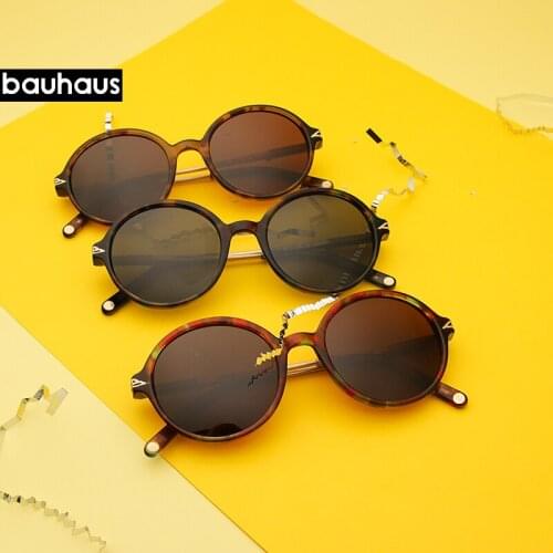 Bauhaus 2019 high quality Vintage Oval acetate Classic Sunglasses Women/Men Eyeglasses Street Beat Shopping Mirror UV400