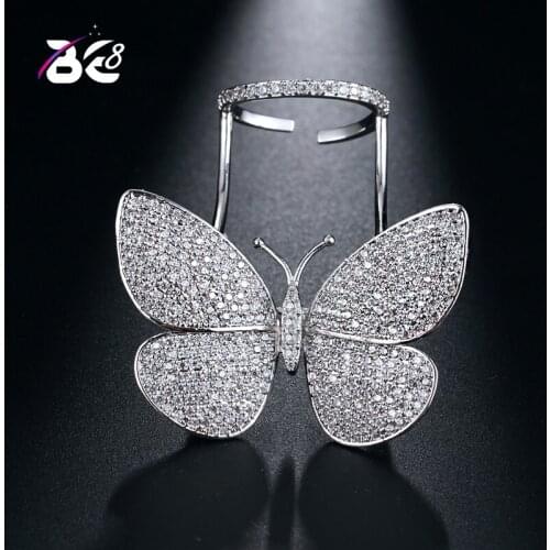 Be 8 Brand High Quality Fashionable Unique Cubic Zirconia Micro Paved Rings, Fashion Butterfly Shaped Party Jewelry Gift R084