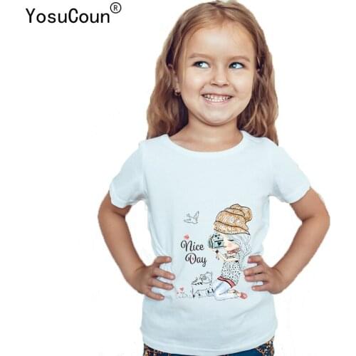 Brand Cute T-Shirt For Girls Short Sleeved For Girl Cotton Kids Tops Childrens Clothes T055X