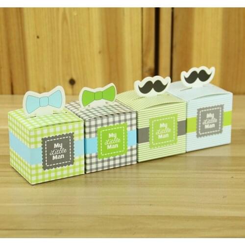 My Little Man Paper Mustache Candy Box Wedding Favors Candy Holder Bags Boy for Baby Shower Wedding Party Gift Boxes