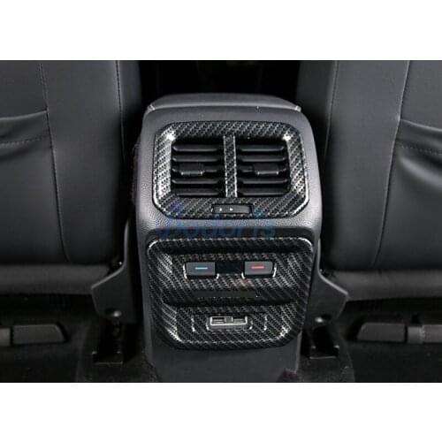 For Volkswagen VW Tiguan L MK2 2nd Gen 2016 2017 2018 Carbon Fiber Rear AC Outlet Vent Cover Chorome Car Styling Accessories