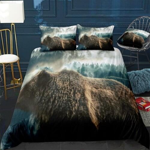 Bear fog Quilt Cover Pillowcase 3Piece Comforter Bedding Set With Pillow Case Single Double Duvet Cover Home Decora