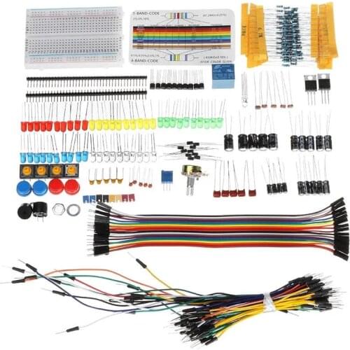 Electronic Components Base Starter Kits With Breadboard Resistor Capacitor LED Jumper Cable dupont With Plastic Box Package