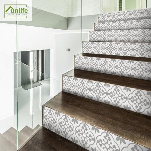 Funlife® Stair Stickers Easy to Clean Bathroom Wall PVC Oil Proof Peel & Stick Kitchen Stairway DIY Removable Waterproof Decor