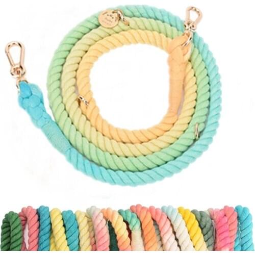 Gradient Color Dog Half Pinch Collars Dogs Leashes Rope Metal Chain Collar Strap Pet Outdoor Walking Training Long Traction Rope