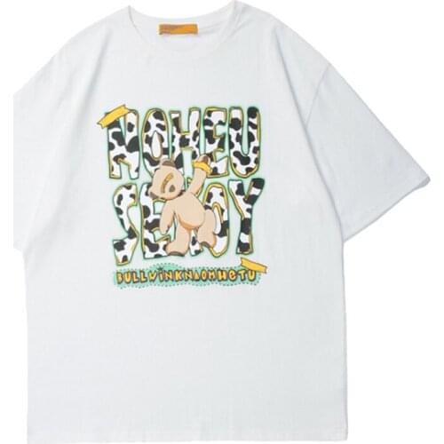 Hip Hop T Shirt Ideas Bear Printed Streetwear Short Sleeve Tops Tees 2021 Summer Men 100% Cotton Casual Loose Cool TShirts 5XL