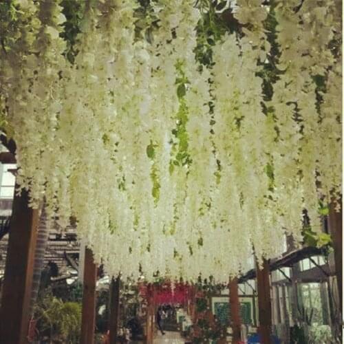 Artificial Hydrangea Flower Vine 14 colors Simulation Wedding Arch Door Home Wall Hanging Wisteria Wedding Garden flower Decor