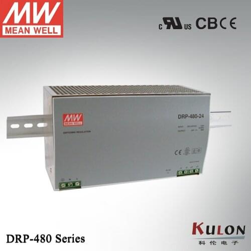 Original Meanwell DRP-480-24 480W 20A 24V 48V Industrial DIN Rail Power Supply single output with PFC function 10A