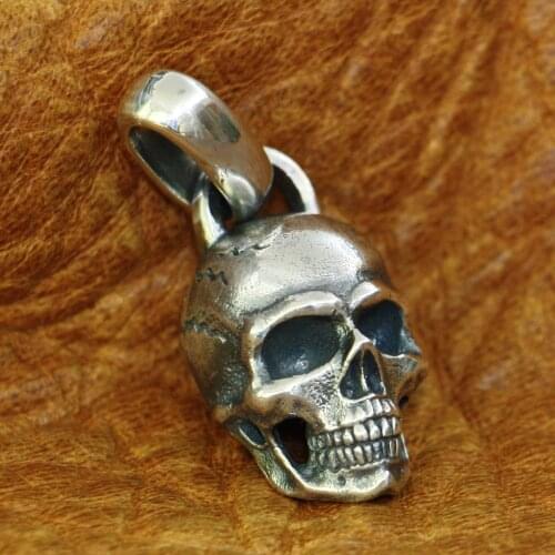 925 Sterling Silver Details Skull Pendant Mens Biker Rock Punk Pendant TA181