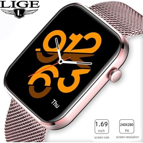 LIGE 2021 New Fashion Smart Watch Women Heart Rate Blood Pressure Monitoring Sport Waterproof Watch Womens Smartwatch Pedometer