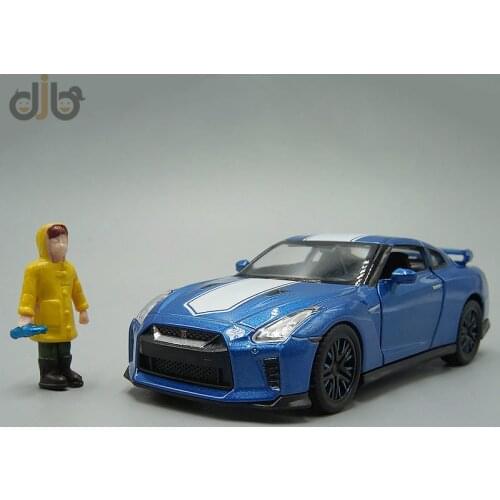 1:42 Diecast Supercar Model Toy Nissan GT-R R35 50th Anniversary Edition Pull Back Car With A Small Figure