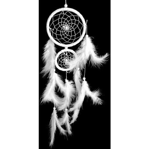 Handmade Dream Catcher with Feather Wall Car Hanging Decoration Ornament White L4MB