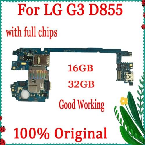 100% Official version for LG G3 D855 Motherboard with Android System, 16GB/32GB for LG G3 D855 replacement plate,Good Tested