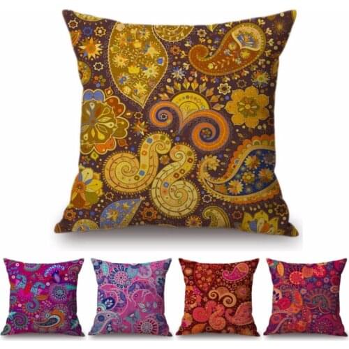 Fashion Paisley Patten Geometric Bohemian Exotic Style Design Sofa Decorative Pillow Case Cotton Linen Chair Seat Cushion Cover