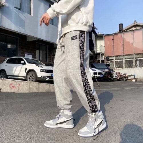 Bandana Patchwork Pant Men Casual Paisley Wide Leg Trousers Sport Jogger Loose Tracksuit Jogging Clothing 2021 Spring Summer