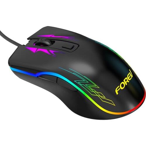 Mouse Gaming Mouse RGB Marquee Lighting Effect Wired Mechanical Mouse 6400dpi Adjustable