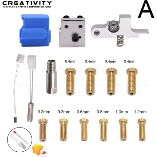 2021 Artillery3D Extruder Sidewinder X1 and Genius Silicone Nozzle Kit Volcano Hotend Titan Extruder Idler Arm 0.4mm Nozzle