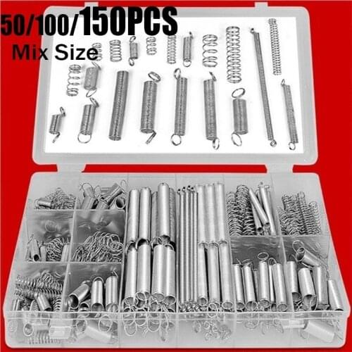 200/150/100/50Pcs Storage Box Accessories Extension And Compression Coil Portable Hardware Tool Spring Set Metal Steel Assorted