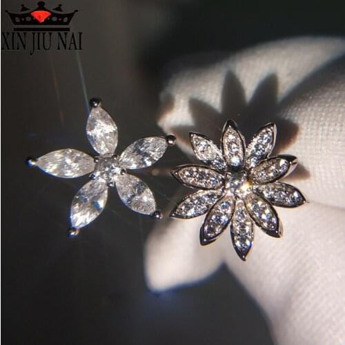 2020 new cute women bright snowflake flower small zircon ring wedding jewelry promise engagement ring for women valentine