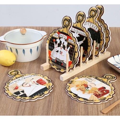 Painted kitchen decorative tableware ceramic pot cushion high temperature insulated cork cushion round casserole placemats