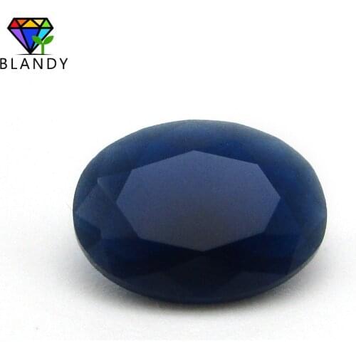Wholesale Price 3x5~13x18mm Blue Oval Cut Glass Gems Blue Color Synthetic Glass Stone Beads For Fashion Jewelry