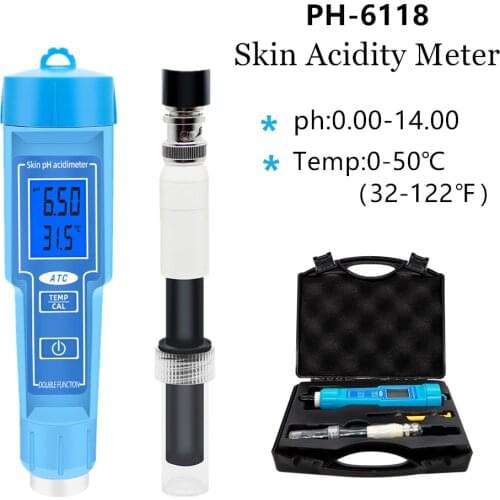 New PH-6118 Acidity Meter Skin&Temp 2 in 1 Automatic Calibrate for Cosmetics Skin Water Lab Milk Swimming Pool 30%OFF
