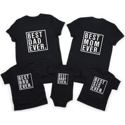 Family Matching Casual Clothes Summer Cotton Short Sleeve Best Dad Mom Brother Sister Baby Ever Fashion T Shirts for Party
