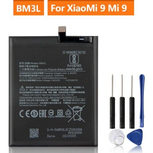 Original Replacement Battery For Xiaomi 9 MI9 M9 MI 9 BM3L Genuine Phone Battery 3300mAh