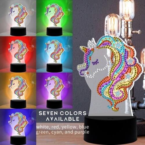 LED Lamp Light-sign Diamond Painting 5D Light Diamond Embroidery Colorful Seven lights Rhinestones DIY Christmas Halloween Gift